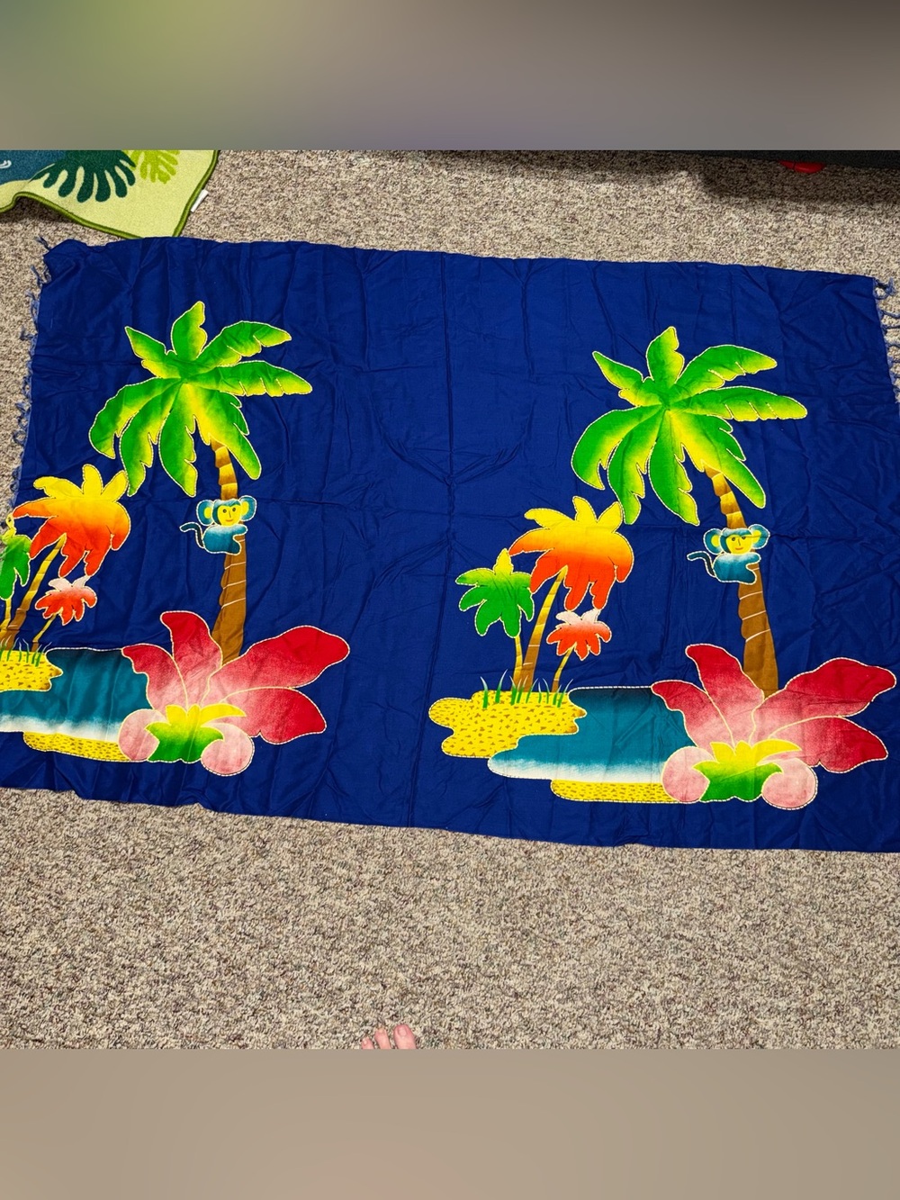 Tropical Palm Print Beach Sarong wrap tapestry pareo cover up 43"x62 handpainted
